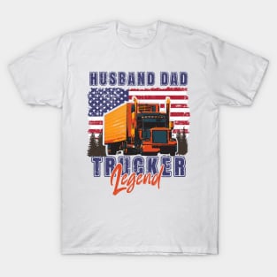 USA Big loads rig trucker vintage, Husband Dad Trucker Legend T-Shirt